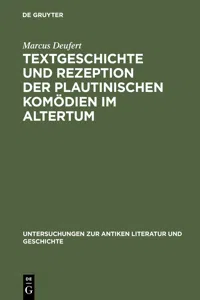 Textgeschichte und Rezeption der plautinischen Komödien im Altertum_cover