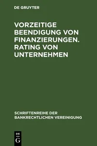 Vorzeitige Beendigung von Finanzierungen. Rating von Unternehmen_cover