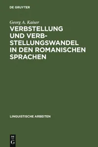 Verbstellung und Verbstellungswandel in den romanischen Sprachen_cover