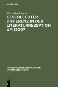 Geschlechterdifferenz in der Literaturrezeption um 1800?_cover