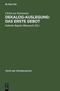 Dekalog-Auslegung: Das erste Gebot_cover