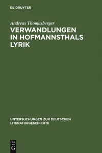 Verwandlungen in Hofmannsthals Lyrik_cover