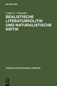 Realistische Literaturpolitik und naturalistische Kritik_cover