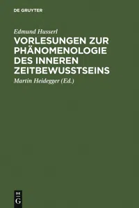 Vorlesungen zur Phänomenologie des inneren Zeitbewußtseins_cover