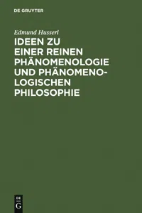 Ideen zu einer reinen Phänomenologie und phänomenologischen Philosophie_cover