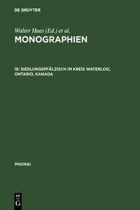 Siedlungspfälzisch im Kreis Waterloo, Ontario, Kanada_cover