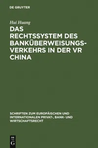 Das Rechtssystem des Banküberweisungsverkehrs in der VR China_cover