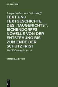 Text und Textgeschichte des "Taugenichts". Eichendorffs Novelle von der Entstehung bis zum Ende der Schutzfrist_cover