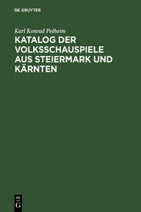 Katalog der Volksschauspiele aus Steiermark und Kärnten_cover