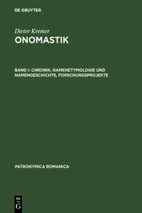 Chronik, Namenetymologie und Namengeschichte, Forschungsprojekte_cover