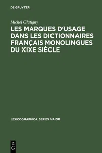 Les marques d'usage dans les dictionnaires français monolingues du XIXe siècle_cover