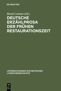 Deutsche Erzählprosa der frühen Restaurationszeit_cover