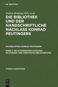 Die autographen Kataloge Peutingers. Der juristische Bibliotheksteil_cover