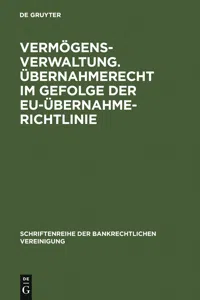 Vermögensverwaltung. Übernahmerecht im Gefolge der EU-Übernahmerichtlinie._cover