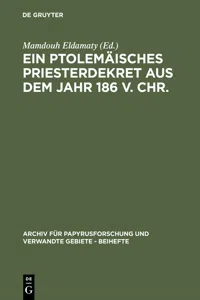 Ein ptolemäisches Priesterdekret aus dem Jahr 186 v. Chr._cover