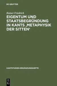 Eigentum und Staatsbegründung in Kants 'Metaphysik der Sitten'_cover