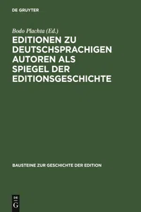 Editionen zu deutschsprachigen Autoren als Spiegel der Editionsgeschichte_cover