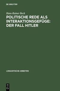 Politische Rede als Interaktionsgefüge: Der Fall Hitler_cover