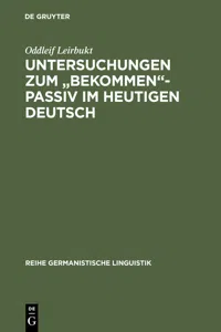 Untersuchungen zum "bekommen"-Passiv im heutigen Deutsch_cover