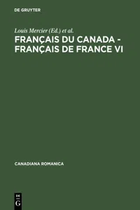 Français du Canada - Français de France VI_cover