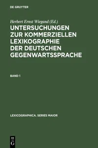 Untersuchungen zur kommerziellen Lexikographie der deutschen Gegenwartssprache. Band 1_cover