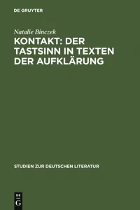 Kontakt: Der Tastsinn in Texten der Aufklärung_cover