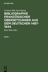 Bibliographie französischer Übersetzungen aus dem Deutschen / Bibliographie des traductions françaises d'auteurs de langue allemande_cover