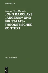 John Barclays "Argenis" und ihr staatstheoretischer Kontext_cover