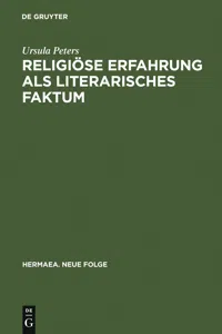 Religiöse Erfahrung als literarisches Faktum_cover