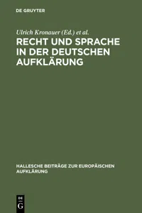 Recht und Sprache in der deutschen Aufklärung_cover