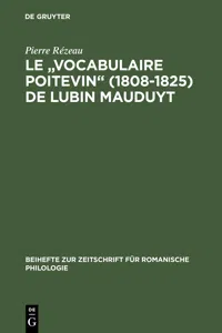 Le "Vocabulaire poitevin de Lubin Mauduyt_cover
