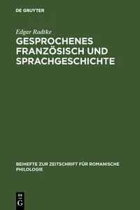 Gesprochenes Französisch und Sprachgeschichte_cover