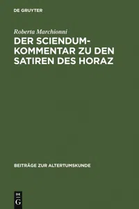 Der Sciendum-Kommentar zu den Satiren des Horaz_cover