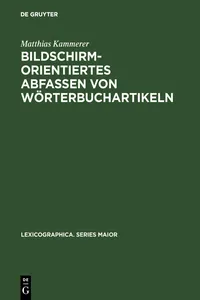 Bildschirmorientiertes Abfassen von Wörterbuchartikeln_cover