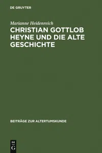 Christian Gottlob Heyne und die Alte Geschichte_cover