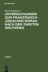 Untersuchungen zum französisch-jüdischen Roman nach dem Zweiten Weltkrieg_cover