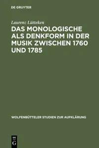 Das Monologische als Denkform in der Musik zwischen 1760 und 1785_cover