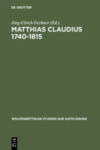 Matthias Claudius 1740-1815_cover