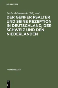 Der Genfer Psalter und seine Rezeption in Deutschland, der Schweiz und den Niederlanden_cover