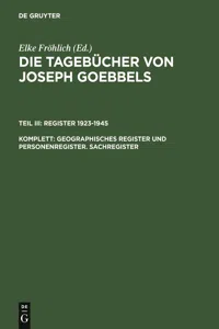 Geographisches Register und Personenregister. Sachregister_cover