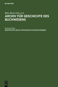 Register zum Archiv für Geschichte des Buchwesens_cover