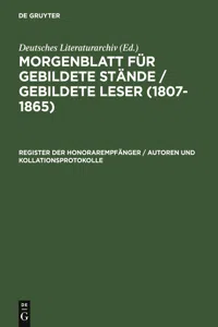 Register der Honorarempfänger / Autoren und Kollationsprotokolle_cover