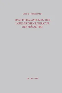 Das Epithalamium in der lateinischen Literatur der Spätantike_cover