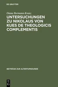 Untersuchungen zu Nikolaus von Kues De theologicis complementis_cover