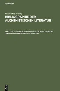 Die alchemistischen Druckwerke von der Erfindung der Buchdruckerkunst bis zum Jahre 1690_cover