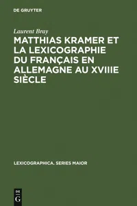 Matthias Kramer et la lexicographie du français en Allemagne au XVIIIe siècle_cover