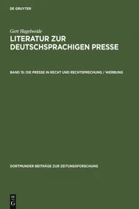 Die Presse in Recht und Rechtsprechung / Werbung_cover