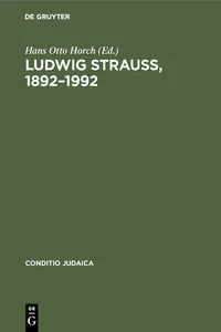 Ludwig Strauß, 1892–1992_cover