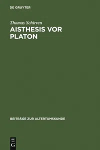 Aisthesis vor Platon_cover