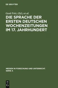 Die Sprache der ersten deutschen Wochenzeitungen im 17. Jahrhundert_cover